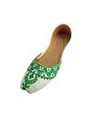 Traditional Ladies Slipper with Green Floral Design