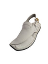 Traditional White Zardari Chappal - Elegance and Comfort Combined