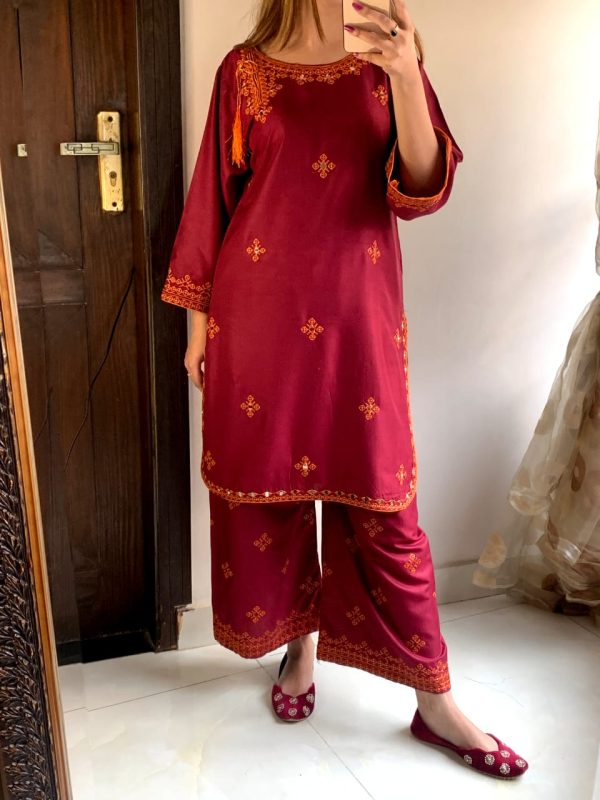 New Gulab 2 Pcs Linen Dress | Rose Print Shirt And Trouser For Girls & Women