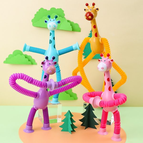 Telescopic Suction Cup Giraffe Toy Pop Tubes Sensory Toys For Toddlers Fidget Toys For Anxiety Add Adhd Autism Funny For Kids Boys Girls – Multicolor