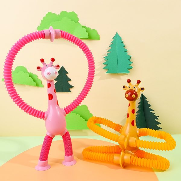 Telescopic Suction Cup Giraffe Toy Pop Tubes Sensory Toys For Toddlers Fidget Toys For Anxiety Add Adhd Autism Funny For Kids Boys Girls – Multicolor