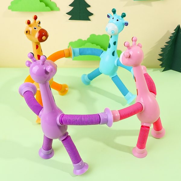 Telescopic Suction Cup Giraffe Toy Pop Tubes Sensory Toys For Toddlers Fidget Toys For Anxiety Add Adhd Autism Funny For Kids Boys Girls – Multicolor