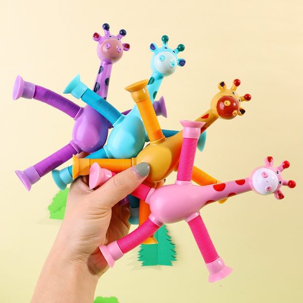 Telescopic Suction Cup Giraffe Toy Pop Tubes Sensory Toys For Toddlers Fidget Toys For Anxiety Add Adhd Autism Funny For Kids Boys Girls – Multicolor