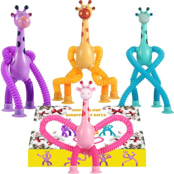 Telescopic Suction Cup Giraffe Toy Pop Tubes Sensory Toys For Toddlers Fidget Toys For Anxiety Add Adhd Autism Funny For Kids Boys Girls – Multicolor