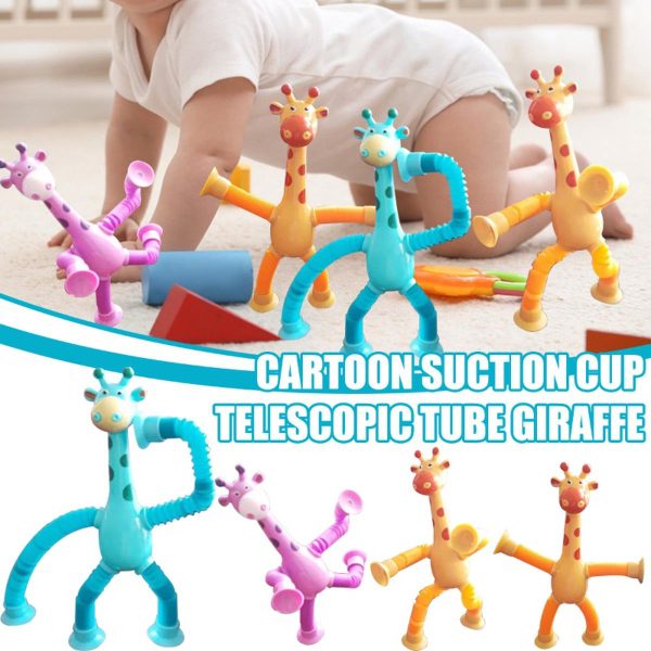 Telescopic Suction Cup Giraffe Toy Pop Tubes Sensory Toys For Toddlers Fidget Toys For Anxiety Add Adhd Autism Funny For Kids Boys Girls – Multicolor