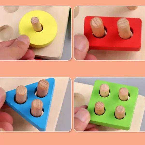 Wooden Fishing Four Post | Geometric Shape Sorter With Magnetic Fishing Game